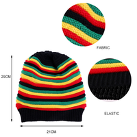 Venta al por mayor logotipo personalizado invierno Unisex cálido colorido Reggae Baggie Knit Beanie Hat Slouchy Rasta Cap sombrero de invierno para las mujeres