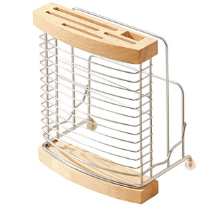 Portacuchillos de acero inoxidable Ripai con base de madera 19x13.7x23cm, soporte para cuchillos de cocina para almacenamiento y exhibición - Product Image 3