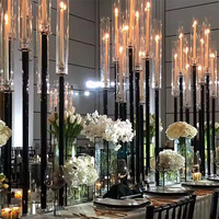 Chandelier de table moderne en métal noir à 9 bras de haute qualité pour décoration de mariage