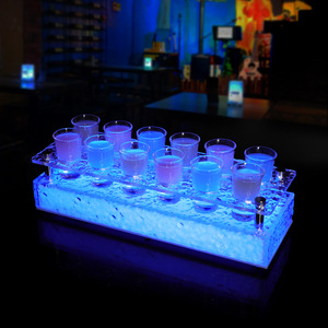 Glowing <b>Rainbow</b> Cocktail Holder Frosted Ice Style Shot Glass Set For Bar Party 10pcs - Product Image 4