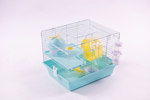 Small Steel Wire Pet Cage With Plastic Tray For Hamsters Indoor Use Easy Assemble Rectangle Design Solid Color Simple Style - Product Image 6