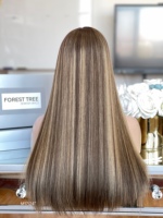 Perruque Casher SHY, couleur brun clair, cheveux humains européens, dessus en dentelle, couleur personnalisée, fournisseur d'usine