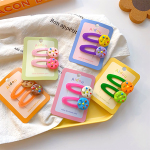 2024 nouveaux enfants Fluorescent Cookie pinces à cheveux frange pince à cheveux doux mignon épingle à cheveux bébé filles coeur BB pince accesorios para ninas - Product Image 2