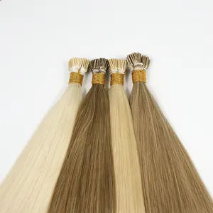 Customized Color Cuticle Aligned I Tip Hair Extensions 100 Double Drawn Russian Human Hair