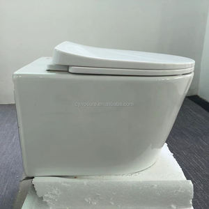 WC suspendu sans bride de haute qualité, en céramique blanche brillante, avec fonction bidet chaud et froid intégrée - Product Image 4