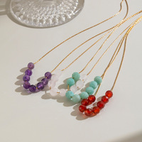 Collier tendance et élégant avec pendentifs en pierre naturelle colorée, magnifique collier avec chaîne fine, bijoux et accessoires simples pour femmes TGXL15557