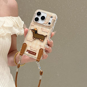 Dragonne <span class=keywords><strong>teckel</strong></span> plein écran à carreaux mignon adapté pour Iphone17 Promax16 coque de téléphone 15 femme 14 - Product Image 2