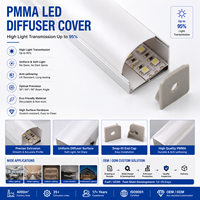 Diffuseur linéaire LED en PMMA extrudé OEM professionnel, 95 % de transmittance élevée, anti-jaunissement, pour fabricants de luminaires linéaires
