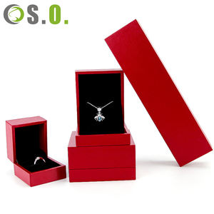 Ensemble de boîtes à bijoux en similicuir PU avec logo personnalisé, couleur or et rouge, pour colliers, bracelets, boucles d'oreilles et bagues, vente en gros - Product Image 1