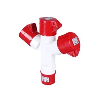 Prise industrielle multiprise trois voies IP44 3P+PE 380V 16A 4 broches, adaptateur de prise industrielle une entrée trois sorties ZNG-1014