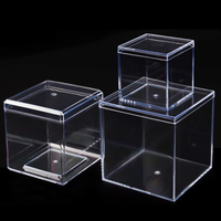 Boîtes d'affichage de cube carré PS en plastique Offre Spéciale boîte-cadeau conteneurs de cube avec couvercle conteneur de stockage de bonbons