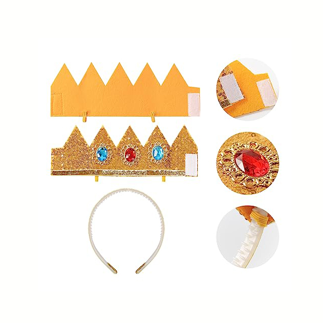 Princess Peach Dress Up Accessory Set for Girls - Crown, Gloves & Magic  Wand for Birthday, Halloween & Theme Parties