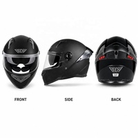 Casques de moto intégraux légers et aérodynamiques à double visière avec éclairage arrière LED, homologués DOT, en ABS