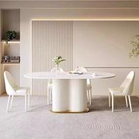 Table à manger en pierre frittée de style moderne Runwood Wayon, table ovale et ensemble de chaises gain de place pour petit appartement