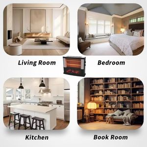 Calentador Eléctrico de Cuarzo Infrarrojo de 2400W Máx. con Precio Mayorista, Chimenea Metálica Personalizable con Imagen de Llama Realista y Protección de Inclinación de 360° - Product Image 3