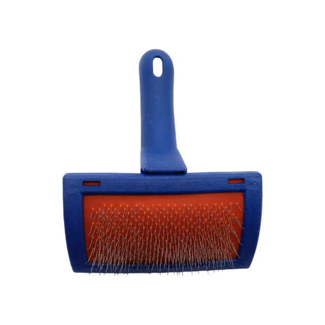 Bent Plastic Anti Slip Handle Pet Dog Cat Animal Puppy Poodle Hair Grooming Removal Shedding Steel Pins Slicker Brush