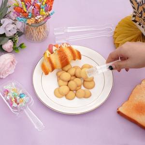 Clear <strong>Plastic</strong> Ice Scoops <strong>Tongs</strong> Set for Serving Food, <strong>Mini</strong> Candy Scoops for Candy Buffet Dry Goods Freezer Bin Canisters - Product Image 2