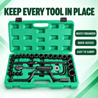 Kit d'outils à main pour réparation automobile, moto et mécanique, comprenant un jeu de douilles à cliquet en acier au carbone, 32 pièces, dans un coffret rigide