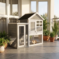 Cage à lapins d'extérieur en bois massif avec design respirant, grande cage d'élevage de qualité commerciale pour usage en extérieur