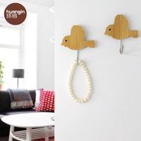 Crochet en bambou adhésif réutilisable sans trace manteau et chapeau d'oiseau Animal mignon conception multifonctionnelle moderne