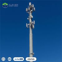 Sambungan Flens Tabung Galvanis Berbentuk Kerucut untuk Monopole Bulat 35m untuk Stasiun Basis 4G/5G dengan Penangkal Petir