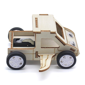 Wooden Inertia Car <b>Diy</b> <b>Kit</b> 120mm X 100mm X 52mm Educational Science Toy For Kids Age 4-6 Years - Product Image 3