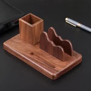 CUSTOM LOGO container shape pen holder High-end solid wood multi-functional pen holder pen container Home decor