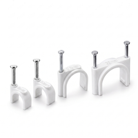 Clips de fixation de câbles ronds blancs 5mm 7mm 9mm résistants aux chocs en PE avec clous en acier pour fixation murale