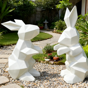 2025รูปปั้นกระต่ายตัดเรขาคณิตสีสัตว์ศิลปะแอบสแตรกขนาดกำหนดได้เองรูปปั้นกระต่ายเรซิ่นสุดหรูทนต่อสภาพอากาศในสวน - Product Image 2