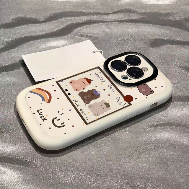 Cartoon Bear TPU Case for Apple 16/15 ProMax New Cute for iPhone 14/13/12 Plus Cover with Phone Grip Included