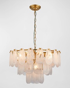 Artistic Glass Petal Multi - Tier <b>Chandelier</b>, Brass - Accent Luxury Lighting for Living Rooms - Product Image 1