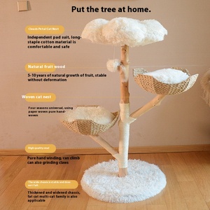Mainan kucing kayu padat alami mewah, rak memanjat pohon kucing meja melompat gaya Modern kolom Sisal mewah - Product Image 4