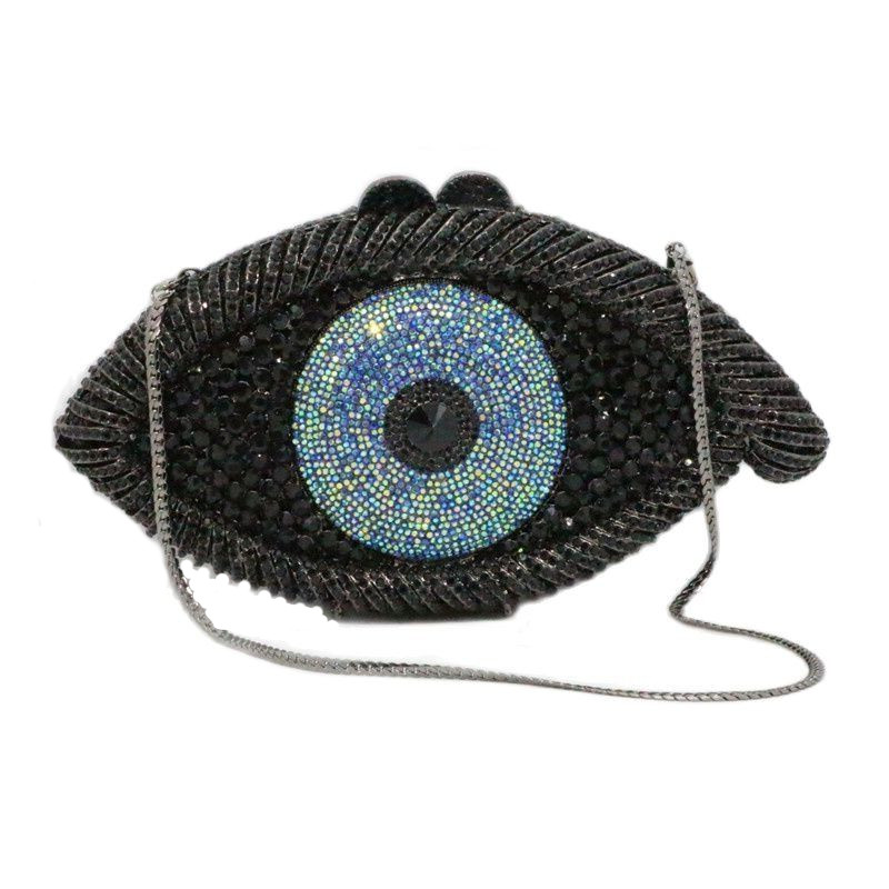 Newest Animal Designer Evil Eye Crystal Purse Women Evening Bag Silver Party Clutch Bag Lady banquet pochette