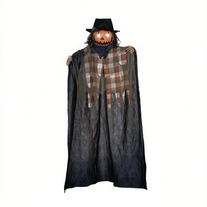 Decorazione di Halloween: Spaventapasseri a forma di zucca con cappello e mantello per uso interno ed esterno - Product Image 1