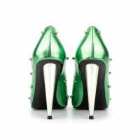 Escarpins à rivets métalliques pour femmes et filles, chaussures à talons hauts en métal, bouche peu profonde, Sexy dames simples