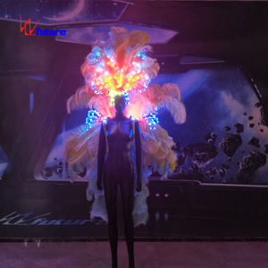 Disfraces de actuación de baile exótico con soporte de pluma luminosa LED para carnaval brasileño - Product Image 4