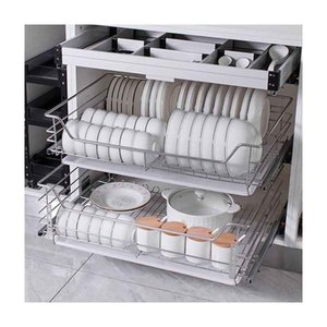 Nueva cesta de almacenamiento de verduras de <span class=keywords><strong>cocina</strong></span> de alambre de malla extraíble de alta resistencia para restaurante cajón de acero inoxidable con corredores de rodamiento de bolas - Product Image 1