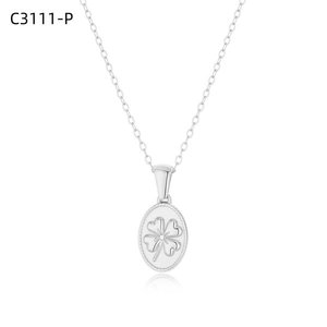 Amy Amy Pendant <b>Necklace</b> Stainless Steel <b>Silver</b> Plated Four <b>Leaf</b> Clover Women's Classic Everyday Jewelry Gift - Product Image 1