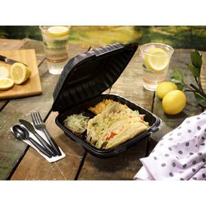 8 ''3 kompartemen mengambil makanan kemasan kotak makan siang Mfpp Clamshell wadah makanan sekali pakai untuk makanan panas - Product Image 2