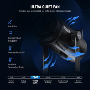 Pour <span class=keywords><strong>NEEWER</strong></span> CB300B 320W lumière vidéo LED bicolore 150000Lux 2700K-6500K CRI97 + Bowens Mount 2.4G/DMX/APP éclairage photographique - Product Image 6