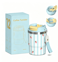 Tasses à café à emporter Hong Ling 12oz en acier inoxydable, gobelets de voyage avec paille, sans BPA, tasse à boisson premium