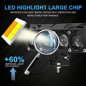 ไฟสปอร์ตไลท์มอเตอร์ไซค์แบบสี่เลนส์ แสงสีขาวและสีเหลือง ไฟหน้า LED พร้อมพัดลมสำหรับรถยนต์ รถบรรทุก และยานยนต์ไฟฟ้า - Product Image 4