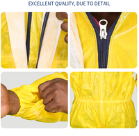 Combinaison de protection jetable jaune certifiée CE de type 3 pour les risques biologiques et chimiques, fournie par l'usine