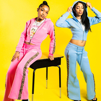 Vêtements Y2K pour femmes, vente en gros, personnalisables, sweat à capuche court avec imprimé léopard sur le côté, pantalon de jogging, ensembles de survêtements d'hiver pour femmes
