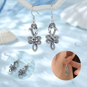 Pendientes de plata de ley 925 estilo gótico Punk para mujer, joyería Vintage con nudo de dragón - Product Image 3
