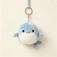 Porte-clés en peluche mini baleine personnalisé, adorable animal en peluche, pendentif en peluche baleine doux pour cadeau promotionnel