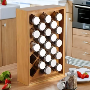 Organizzatore per Spezie in Legno di Bambù, Tipo Verticale Pieghevole a Tre Livelli con 23 Scomparti per Cassetti e Armadi - Product Image 5