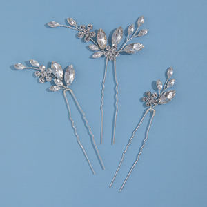 Dulce hecho a mano cristal Rhinestone flor novia horquilla accesorios fiesta graduación en forma de U <span class=keywords><strong>3</strong></span> piezas pasador de pelo para niñas - Product Image 3