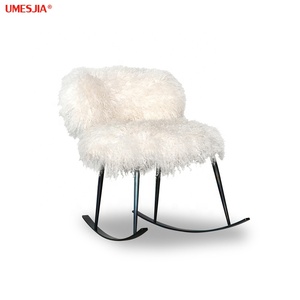 Fauteuil de salon moderne de conception italienne NEPAL, en <span class=keywords><strong>acier</strong></span> inoxydable, avec pieds en métal, fauteuil de <span class=keywords><strong>d</strong></span>étente avec fourrure de <span class=keywords><strong>laine</strong></span> de plage - Product Image 4