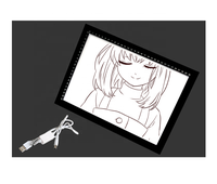 Boîte à lumière LED A4 pour artiste, tatouage, bricolage, rectangle, gradation progressive, alimentation USB, noir, pour l'école, le dessin artistique, cadre en aluminium